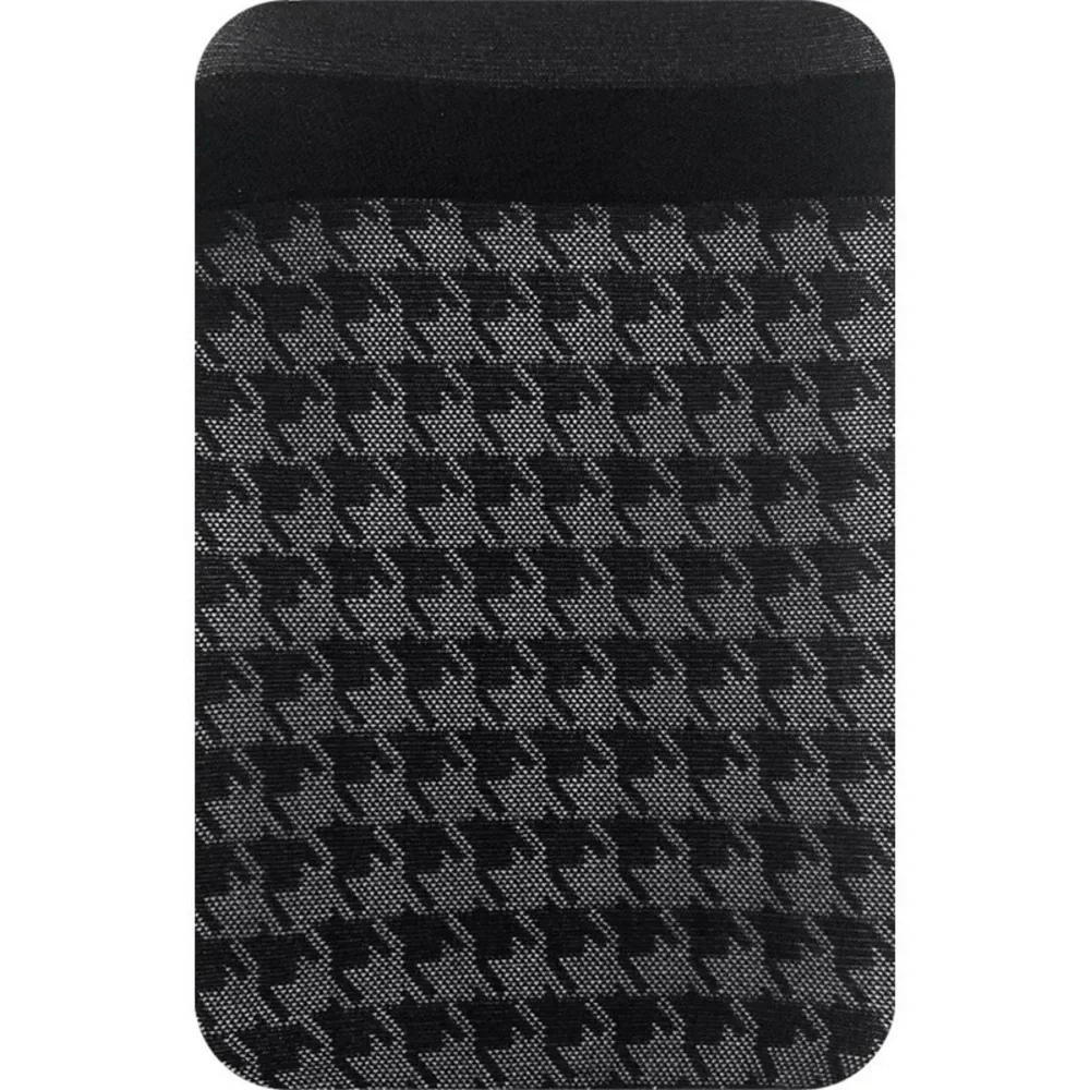 Heat-tech Houndstooth 15Den Black Silky Full Pantyhose